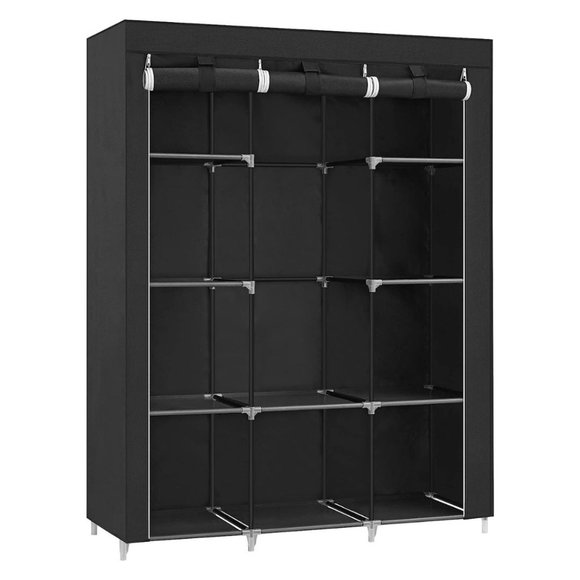 51-Inch Portable Closet Wardrobe Storage Organizer with 10 Shelves - Black